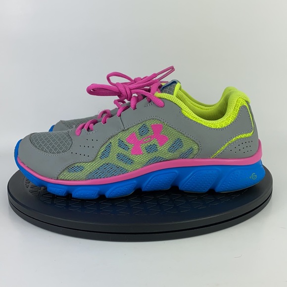 Under Armour Gray/Blue/Pink Athletic Running Shoes 1242015-035 Youth Size 6Y - Picture 8 of 12